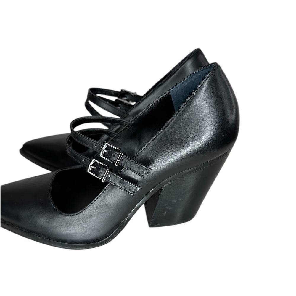 Vince Camuto Dahlein Block Black Leather Heel Point Toe Heels Pumps Size 8 - Picture 7 of 11